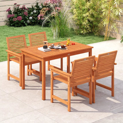 Outdoor Dining Table for 4-6 People 48 Inches Wood Rectangular Patio Table - Natural - Patio Dining Tables