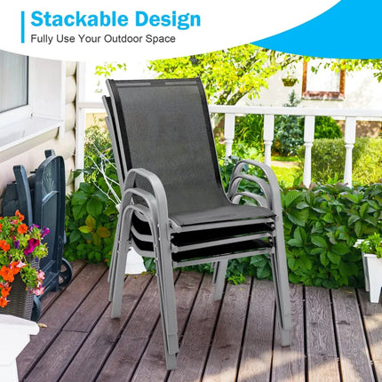 Outdoor Dining Table Set with Extendable Aluminum Table and 4 Stackable Chairs - Patio Dining Sets