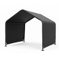 Outdoor Dog Shade Shelter with Waterproof Roof and Ground Stakes for Deck-Black - Black - Dog Kennels