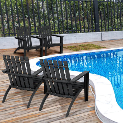 Outdoor Durable Patio Acacia Wood Adirondack Lounge Armchair-Black - Black - Adirondack Chairs