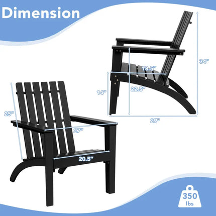 Outdoor Durable Patio Acacia Wood Adirondack Lounge Armchair-Black - Black - Adirondack Chairs