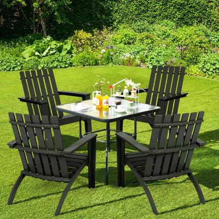 Outdoor Durable Patio Acacia Wood Adirondack Lounge Armchair-Black - Black - Adirondack Chairs