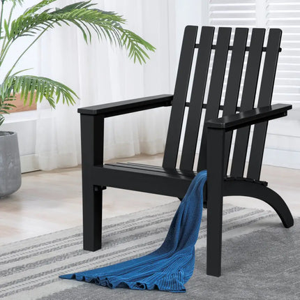 Outdoor Durable Patio Acacia Wood Adirondack Lounge Armchair-Black - Black - Adirondack Chairs