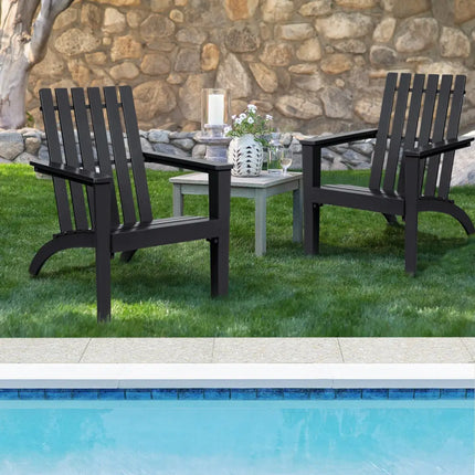 Outdoor Durable Patio Acacia Wood Adirondack Lounge Armchair-Black - Black - Adirondack Chairs