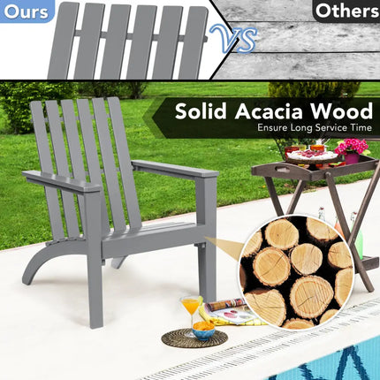 Outdoor Durable Patio Acacia Wood Adirondack Lounge Armchair-Gray - Gray - Adirondack Chairs