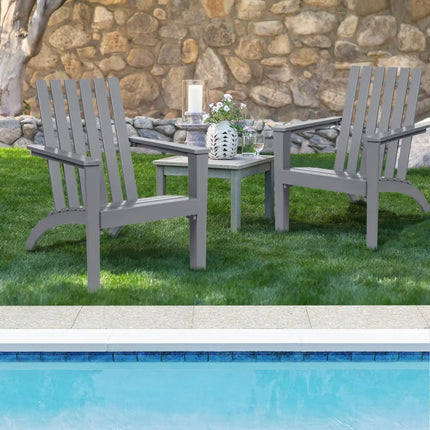 Outdoor Durable Patio Acacia Wood Adirondack Lounge Armchair-Gray - Gray - Adirondack Chairs