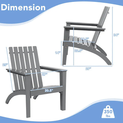 Outdoor Durable Patio Acacia Wood Adirondack Lounge Armchair-Gray - Gray - Adirondack Chairs