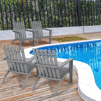 Outdoor Durable Patio Acacia Wood Adirondack Lounge Armchair-Gray - Gray - Adirondack Chairs