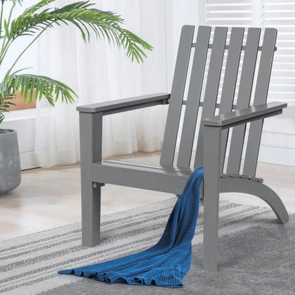Outdoor Durable Patio Acacia Wood Adirondack Lounge Armchair-Gray - Gray - Adirondack Chairs