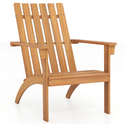 Outdoor Durable Patio Acacia Wood Adirondack Lounge Armchair-Natural - Natural - Adirondack Chairs