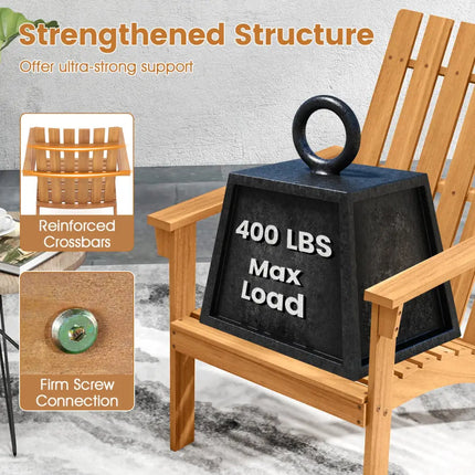 Outdoor Durable Patio Acacia Wood Adirondack Lounge Armchair-Natural - Natural - Adirondack Chairs