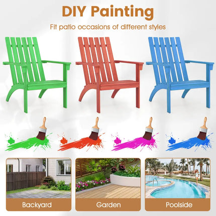 Outdoor Durable Patio Acacia Wood Adirondack Lounge Armchair-Natural - Natural - Adirondack Chairs