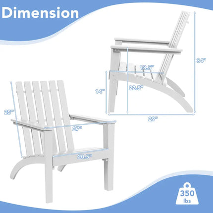 Outdoor Durable Patio Acacia Wood Adirondack Lounge Armchair-White - White - Adirondack Chairs
