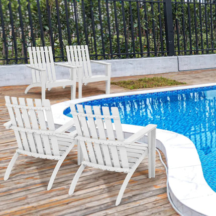 Outdoor Durable Patio Acacia Wood Adirondack Lounge Armchair-White - White - Adirondack Chairs