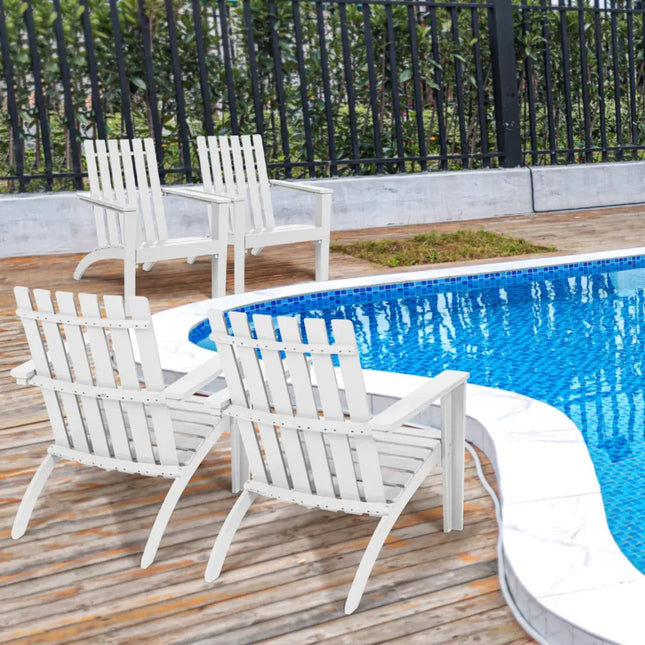 Outdoor Durable Patio Acacia Wood Adirondack Lounge Armchair-White - White - Adirondack Chairs