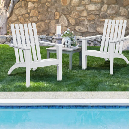 Outdoor Durable Patio Acacia Wood Adirondack Lounge Armchair-White - White - Adirondack Chairs