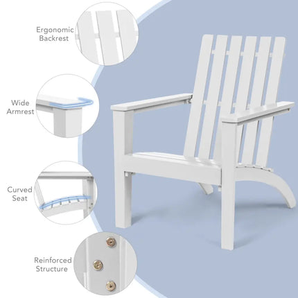 Outdoor Durable Patio Acacia Wood Adirondack Lounge Armchair-White - White - Adirondack Chairs
