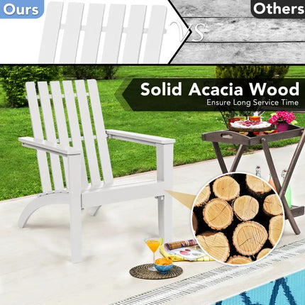 Outdoor Durable Patio Acacia Wood Adirondack Lounge Armchair-White - White - Adirondack Chairs