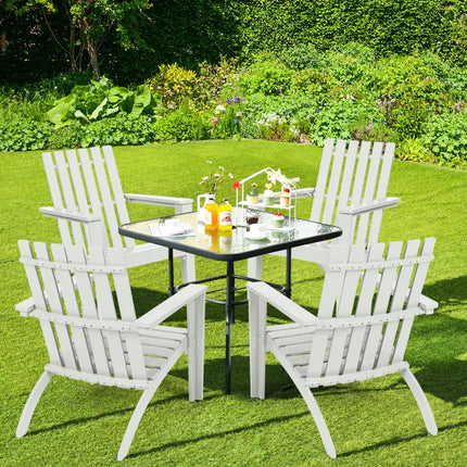 Outdoor Durable Patio Acacia Wood Adirondack Lounge Armchair-White - White - Adirondack Chairs