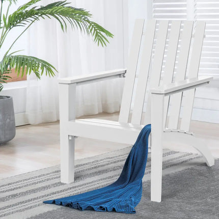 Outdoor Durable Patio Acacia Wood Adirondack Lounge Armchair-White - White - Adirondack Chairs