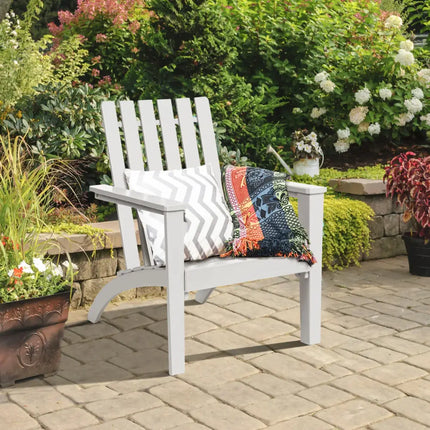 Outdoor Durable Patio Acacia Wood Adirondack Lounge Armchair-White - White - Adirondack Chairs