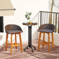 Outdoor Faux Rattan Bar Chairs Set of 2 with Ergonomic Backrests and Footrests-Brown - Brown - Patio Dining Chairs