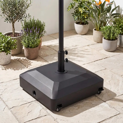 Outdoor Fillable Umbrella Base with Wheels Water Sand Weighted Umbrella Stand-Black - Black - Outdoor Umbrella Bases