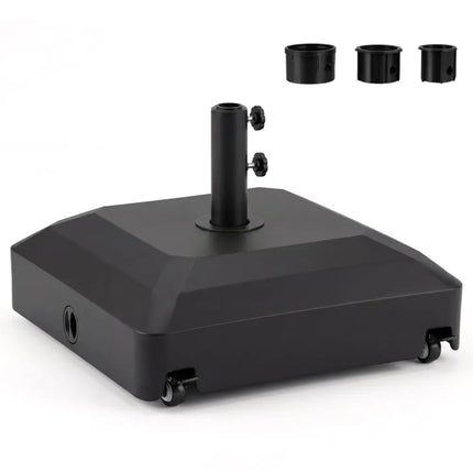 Outdoor Fillable Umbrella Base with Wheels Water Sand Weighted Umbrella Stand-Black - Black - Outdoor Umbrella Bases