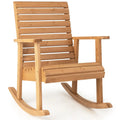 Outdoor Fir Wood Rocking Chair with High Backrest-Brown - Natural - Patio Rocking Chairs & Gliders