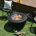 Outdoor Fire Pit with BBQ Grill and High-temp Resistance Finish - Black - Fire Pits