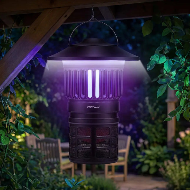 Outdoor Fly Trap with Light Rechargeable Electric Bug Catcher and Killer - Black - Camping