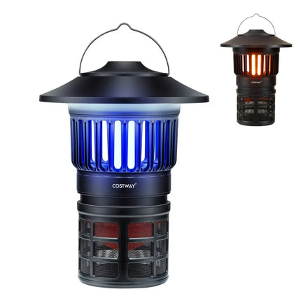 Outdoor Fly Trap with Light Rechargeable Electric Bug Catcher and Killer - Black - Camping