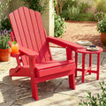 Outdoor Folding Adirondack Chair with Cup Holder and 5-Level Backrest-Red - Red - Adirondack Chairs