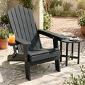 Outdoor Folding Adirondack Chair with Cup Holder and 5-Level Backrest-Black - Black - Adirondack Chairs