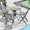 Outdoor Folding Bar Height Stool Set of 4 with Metal Frame and Footrest-Coffee - Coffee - Patio Bar Furniture