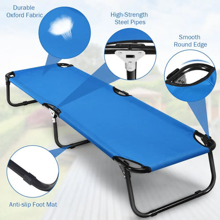 Outdoor Folding Camping Bed for Sleeping Hiking Travel-Blue - Blue - Camping Furniture