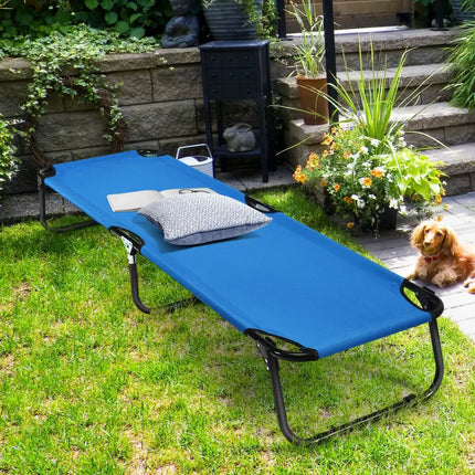 Outdoor Folding Camping Bed for Sleeping Hiking Travel-Blue - Blue - Camping Furniture