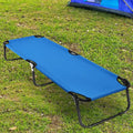 Outdoor Folding Camping Bed for Sleeping Hiking Travel-Blue - Blue - Camping Furniture