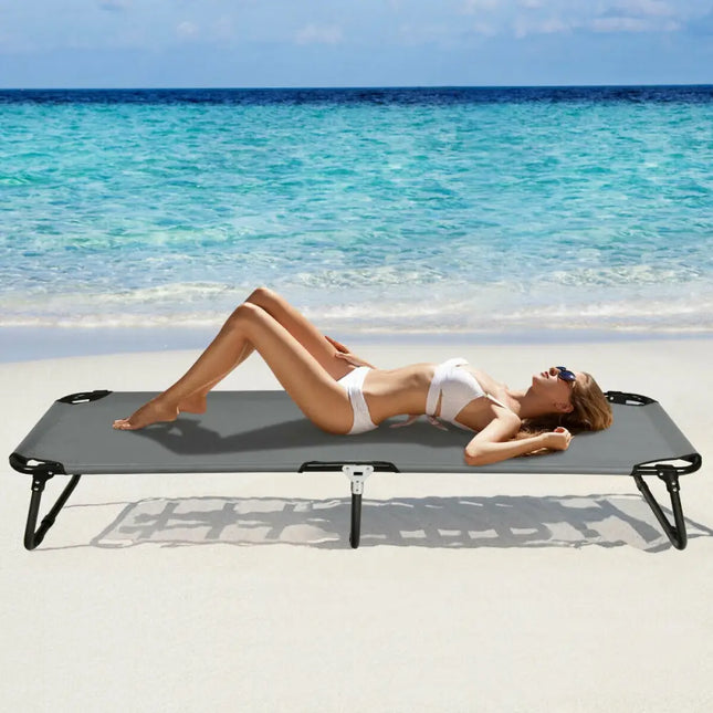 Outdoor Folding Camping Bed for Sleeping Hiking Travel-Gray - Gray - Camping Furniture