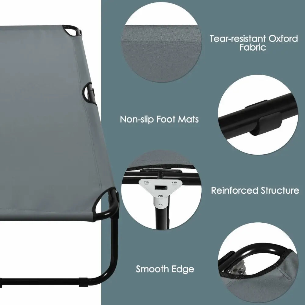 Outdoor Folding Camping Bed for Sleeping Hiking Travel-Gray - Gray - Camping Furniture