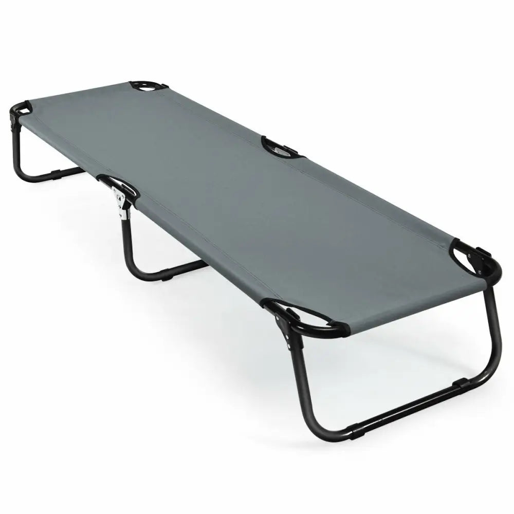 Outdoor Folding Camping Bed for Sleeping Hiking Travel-Gray - Gray - Camping Furniture