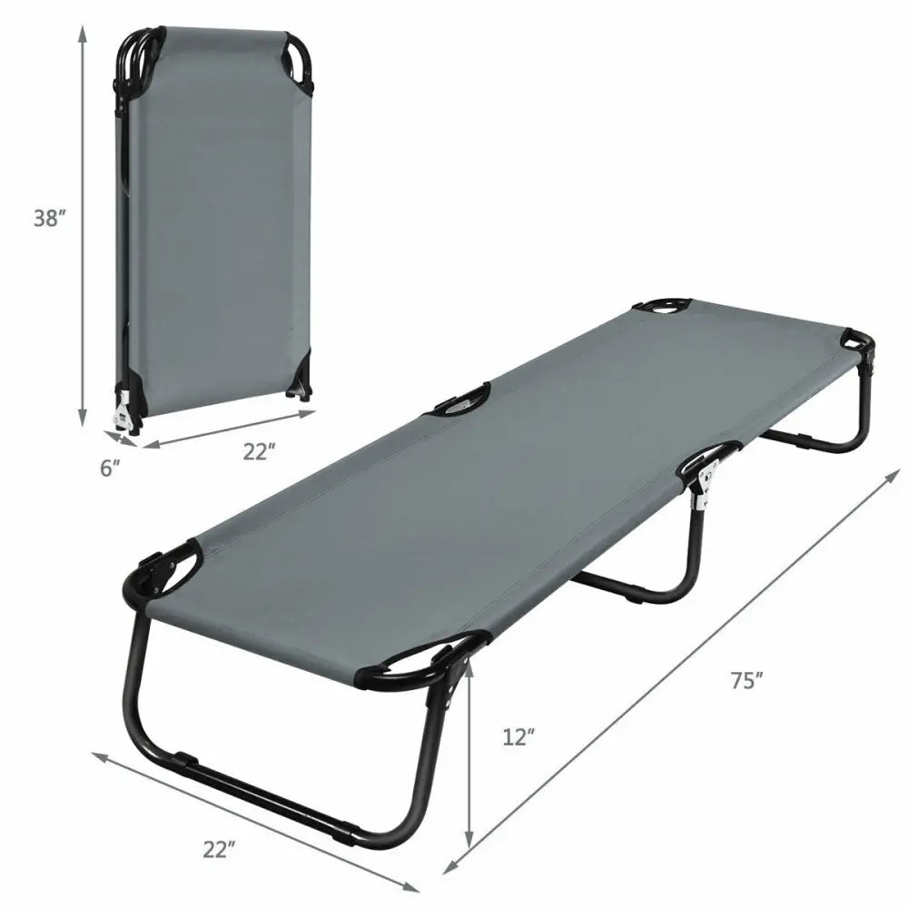 Outdoor Folding Camping Bed for Sleeping Hiking Travel-Gray - Gray - Camping Furniture