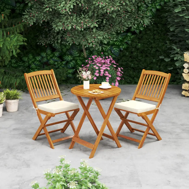 Outdoor Folding Chairs with Seat Cushions Set of 2-Beige - Beige - Patio Dining Chairs