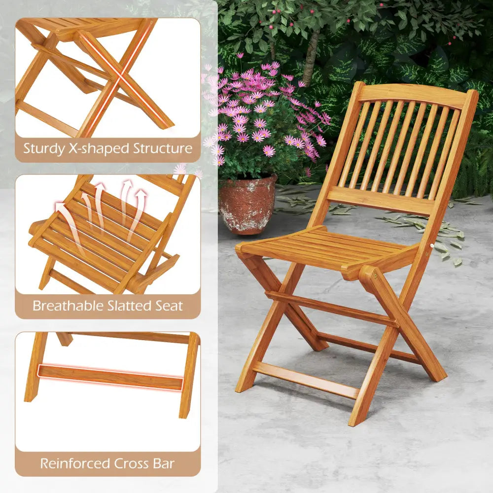 Outdoor Folding Chairs with Seat Cushions Set of 2-Navy - Navy - Patio Dining Chairs