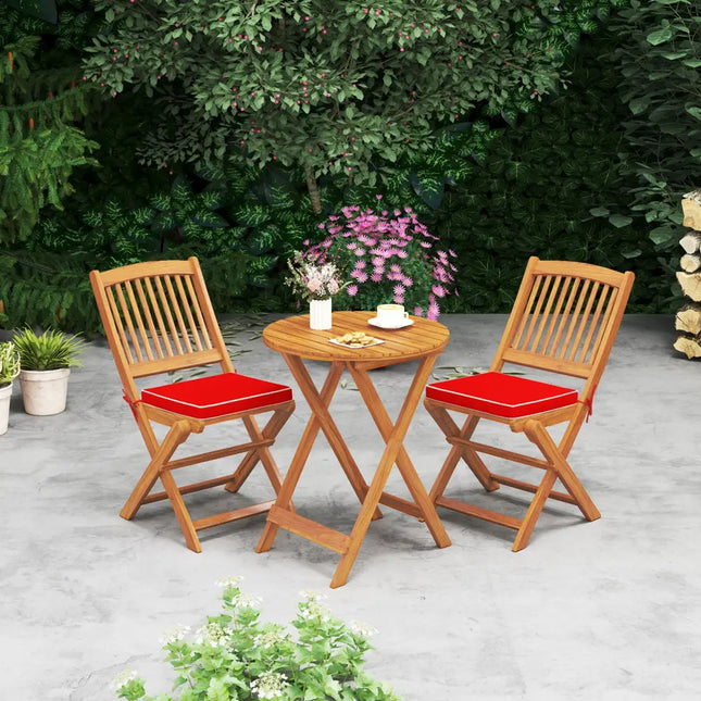 Outdoor Folding Chairs with Seat Cushions Set of 2-Red - Red - Patio Dining Chairs