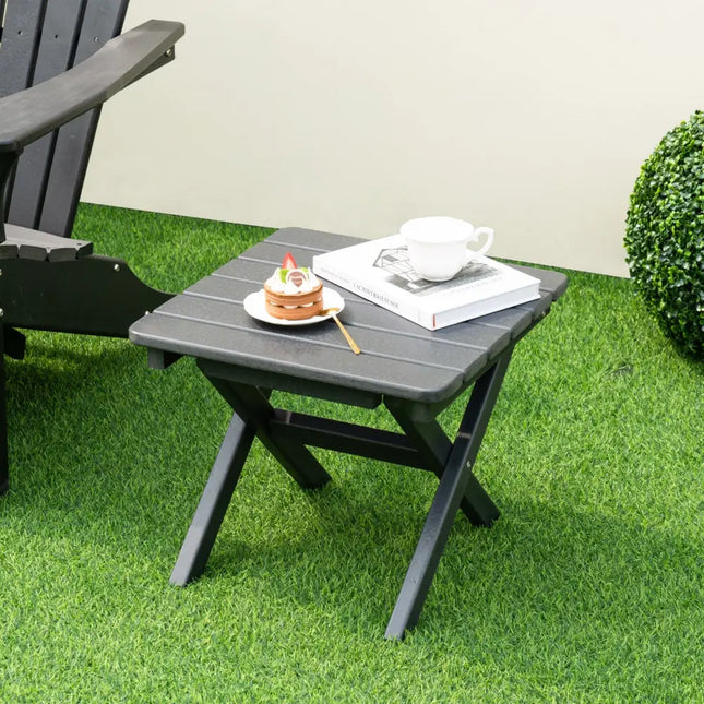 Outdoor Folding Side Table Foldable Weather-Resistant HDPE Adirondack Table-Black - Black - Patio Coffee Tables