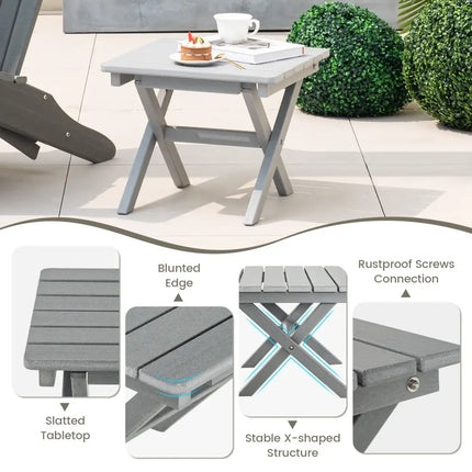 Outdoor Folding Side Table Foldable Weather-Resistant HDPE Adirondack Table-Gray - Gray - Patio Coffee Tables