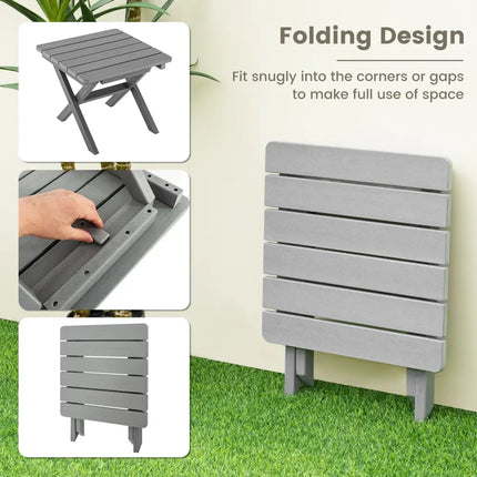 Outdoor Folding Side Table Foldable Weather-Resistant HDPE Adirondack Table-Gray - Gray - Patio Coffee Tables