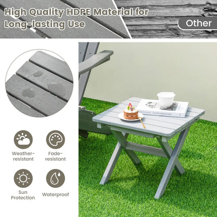 Outdoor Folding Side Table Foldable Weather-Resistant HDPE Adirondack Table-Gray - Gray - Patio Coffee Tables