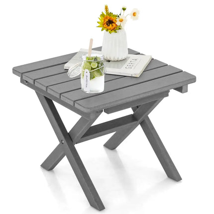 Outdoor Folding Side Table Foldable Weather-Resistant HDPE Adirondack Table-Gray - Gray - Patio Coffee Tables
